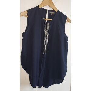 Vince Camuto Navy Blue Dress Blouse